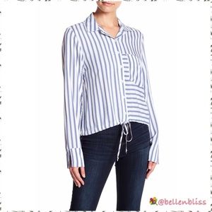 Tie Waist Shirt w/Stripe Pattern, Size L